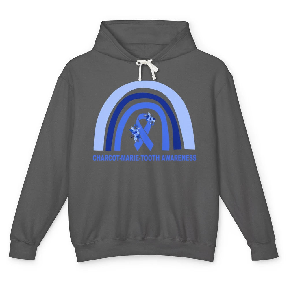 Charcot-marie-tooth Disease Awareness Floral Blue Rainbow Unisex Lightweight Hoodie