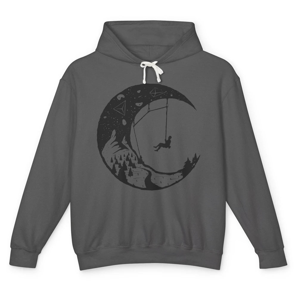 Funny Mountain Rock Climbing On The Moon Space Climber Unisex Lightweight Hoodie