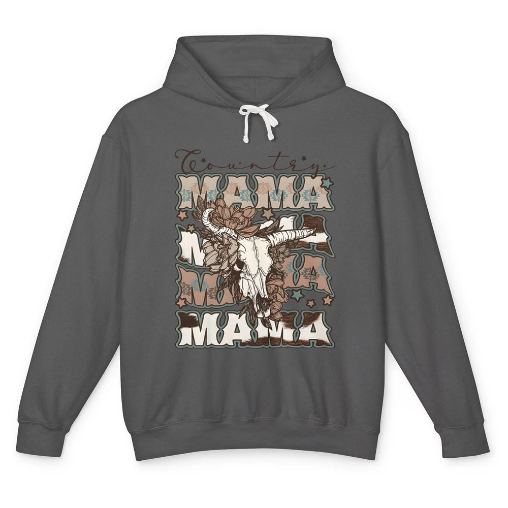 Floral Boho Bull Skull Country Mama Desert Spirit Western Unisex Lightweight Hoodie