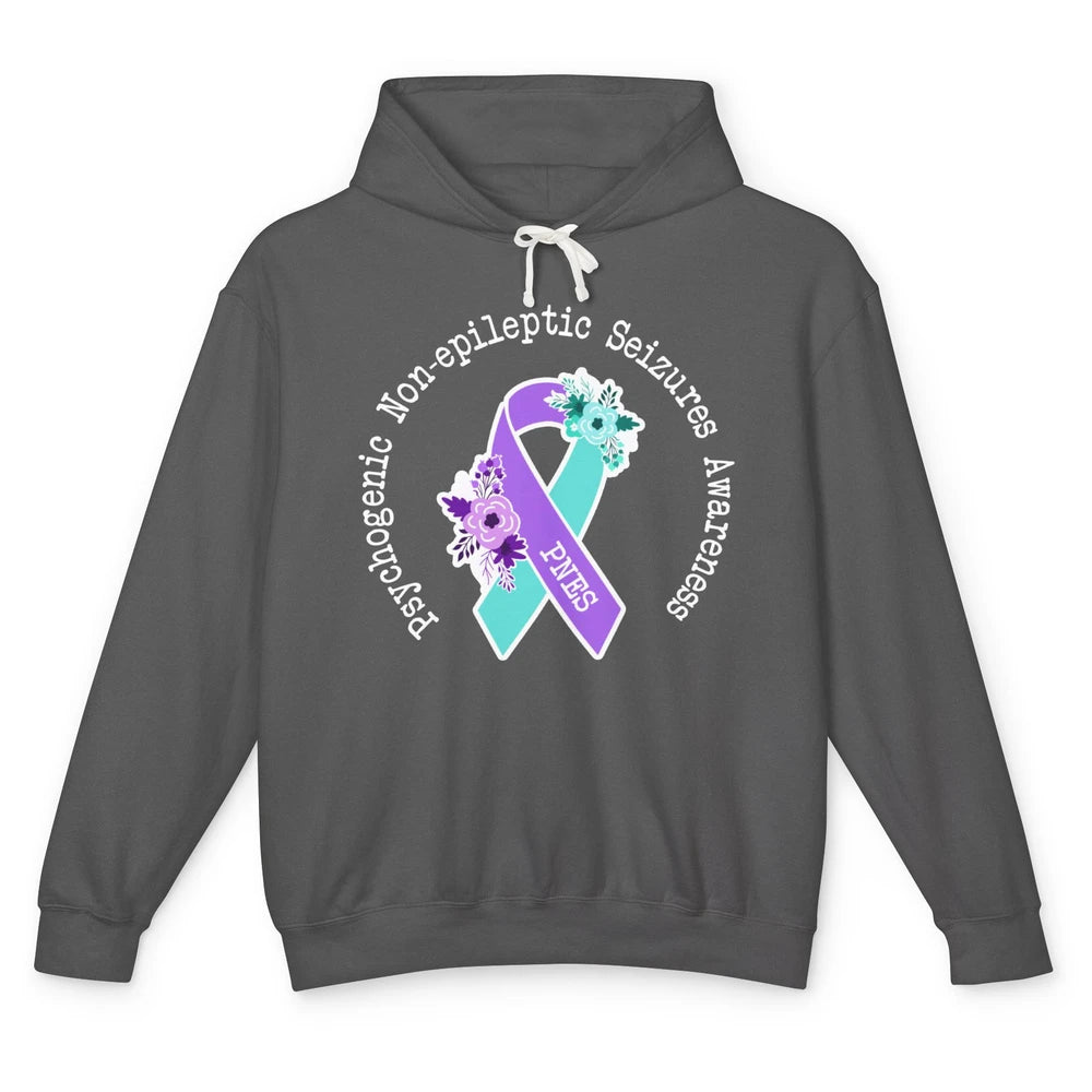 Psychogenic Non-epileptic Seizures PNES Purple Teal Ribbon Unisex Lightweight Hoodie