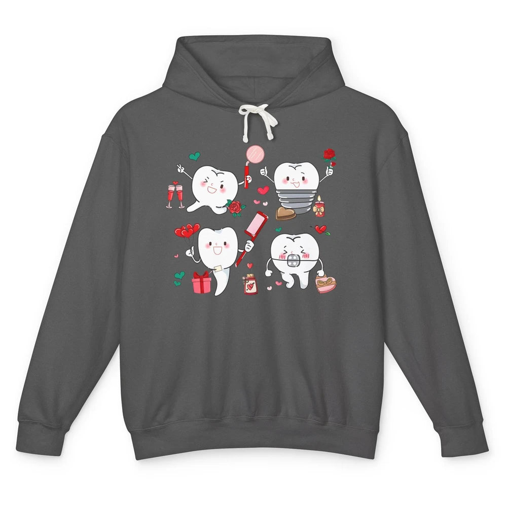 Dental Hygienist Dentist Teeth Squad Love Valentines Day Unisex Lightweight Hoodie