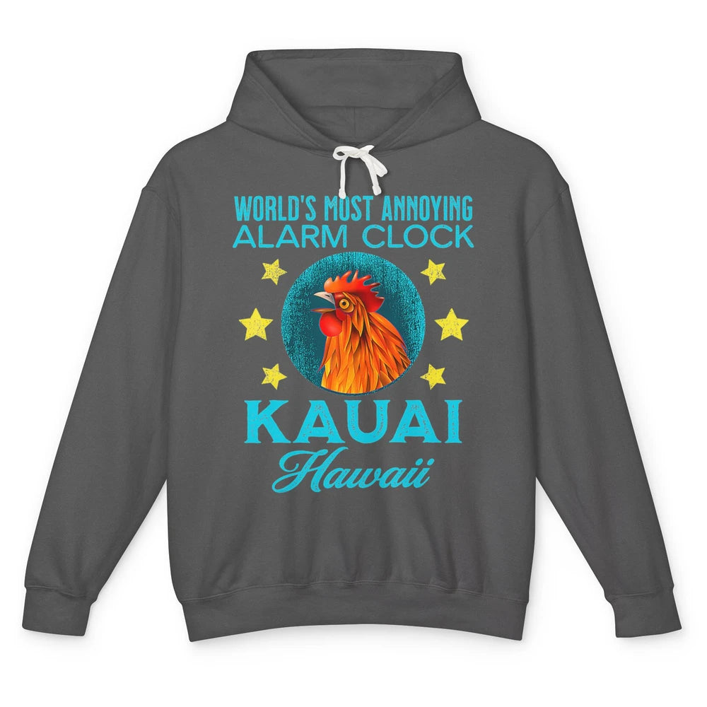 Kauai Hawaii Alarm Clock Chicken Rooster Hawaiian Beach Trip Unisex Lightweight Hoodie