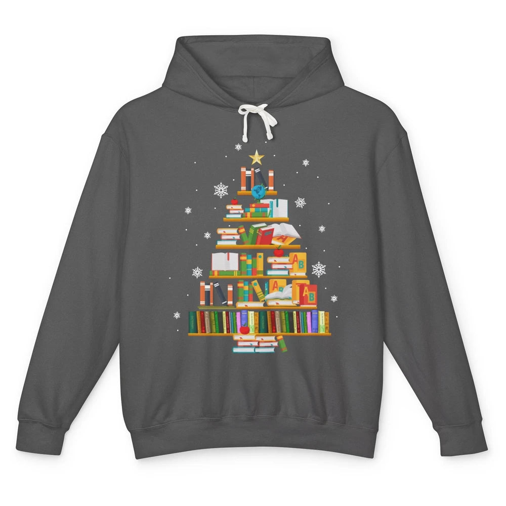 Funny Book Christmas Tree Book Reading Lovers Chritmas Gift Unisex Lightweight Hoodie