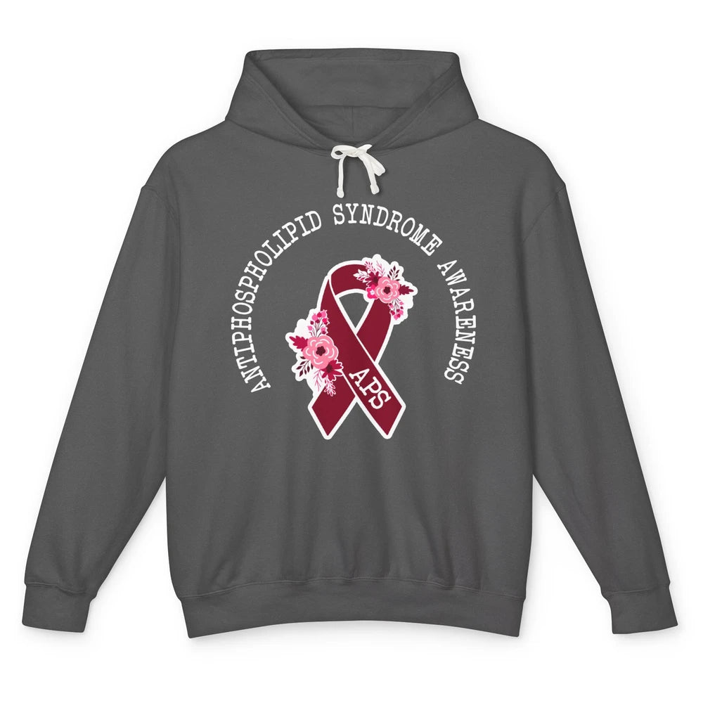 Antiphospholipid Syndrome Awareness APS Burgundy Ribbon Unisex Lightweight Hoodie