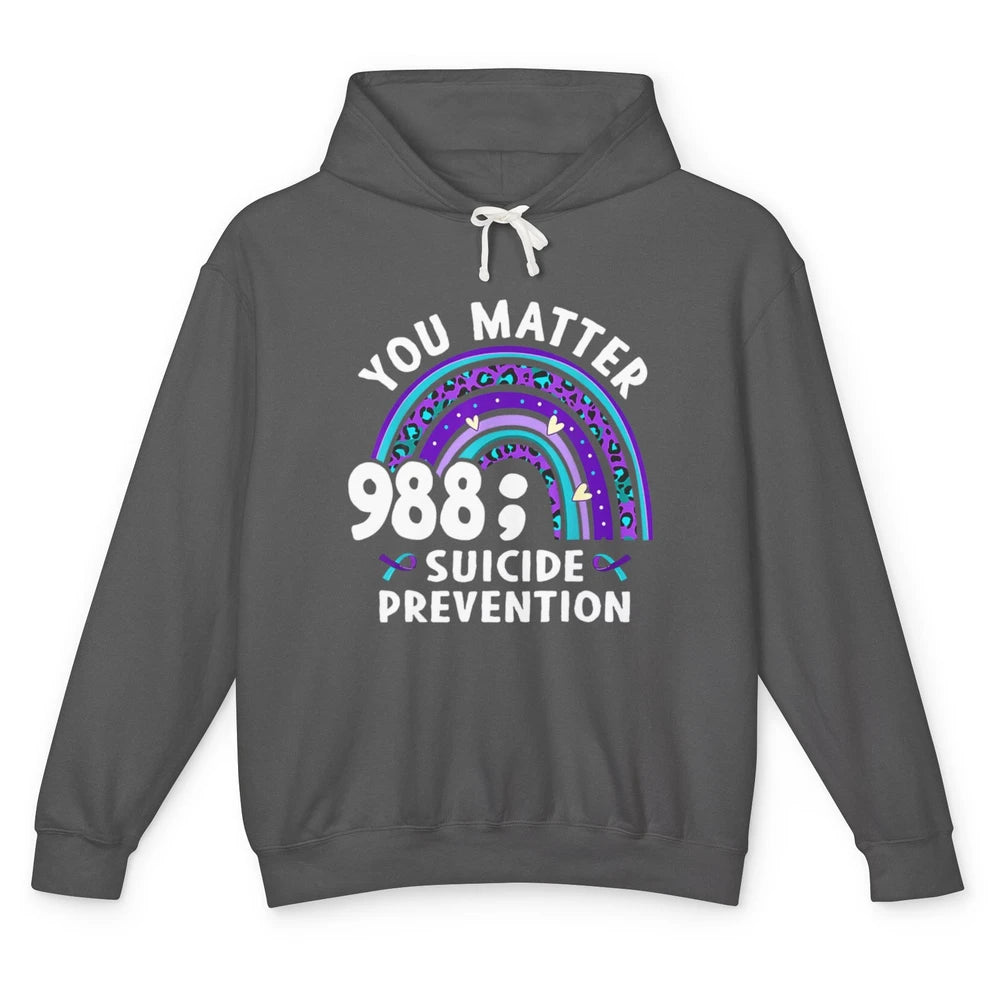 Suicide Prevention Month Hotline Semicolon Rainbow Warrior Unisex Lightweight Hoodie