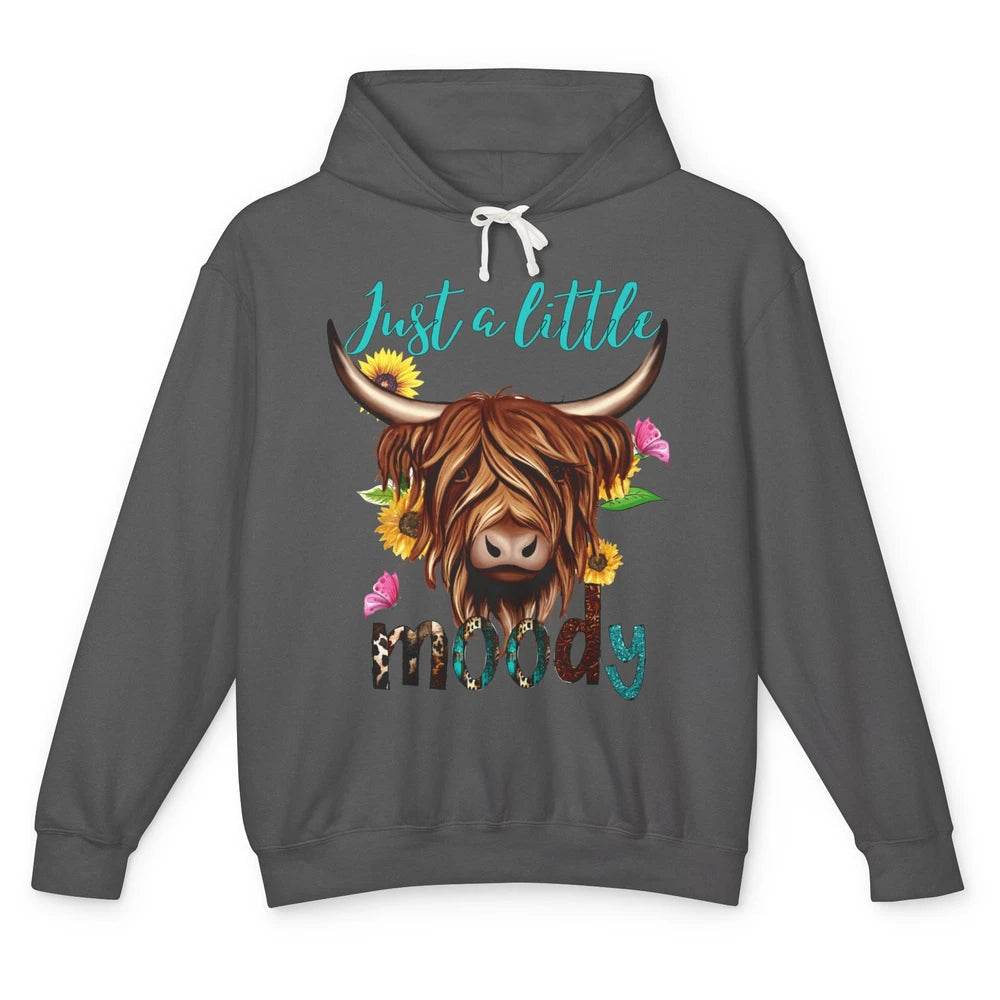 Funny Heifer Cow Just A Little Moody Leopard Western Country Unisex Lightweight Hoodie