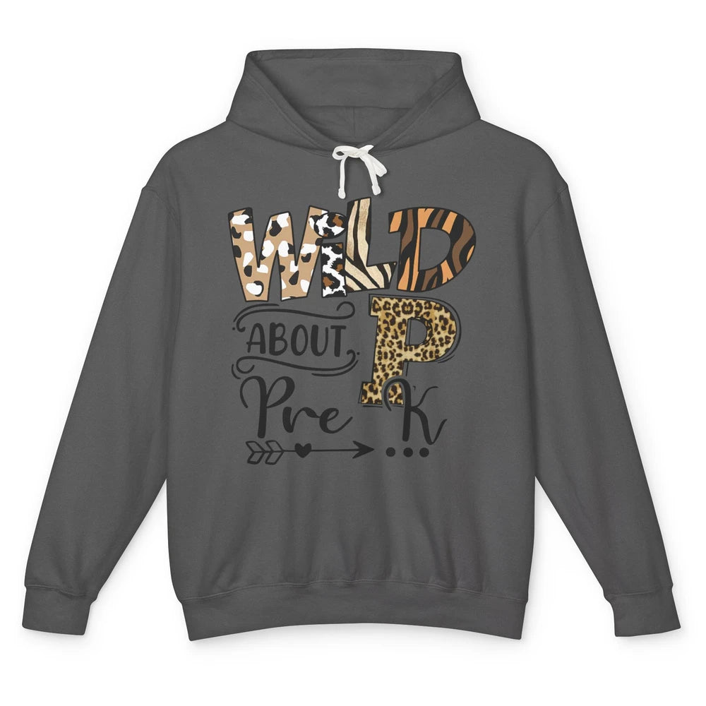 Wild About Pre-K Leopard Preschool Teacher Back To School Unisex Lightweight Hoodie