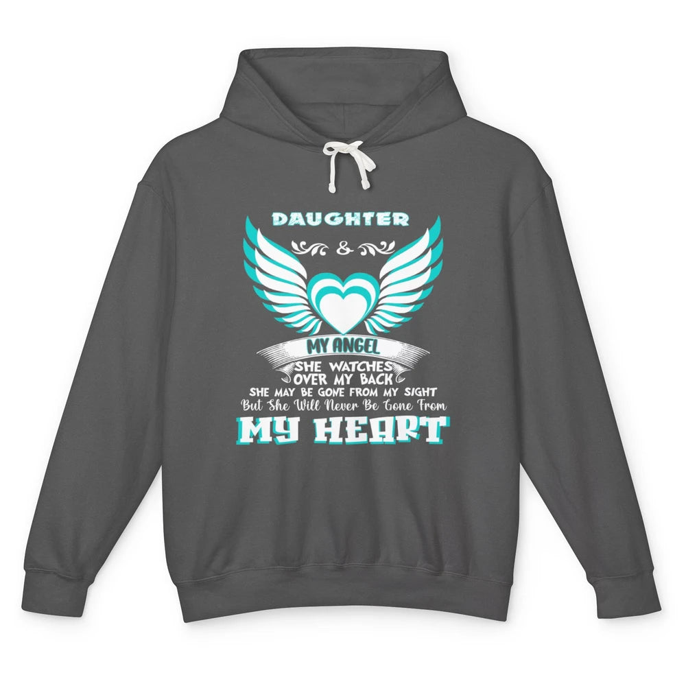 Angel Guardian She Watch Over My Back My Daughter In Heaven Unisex Lightweight Hoodie