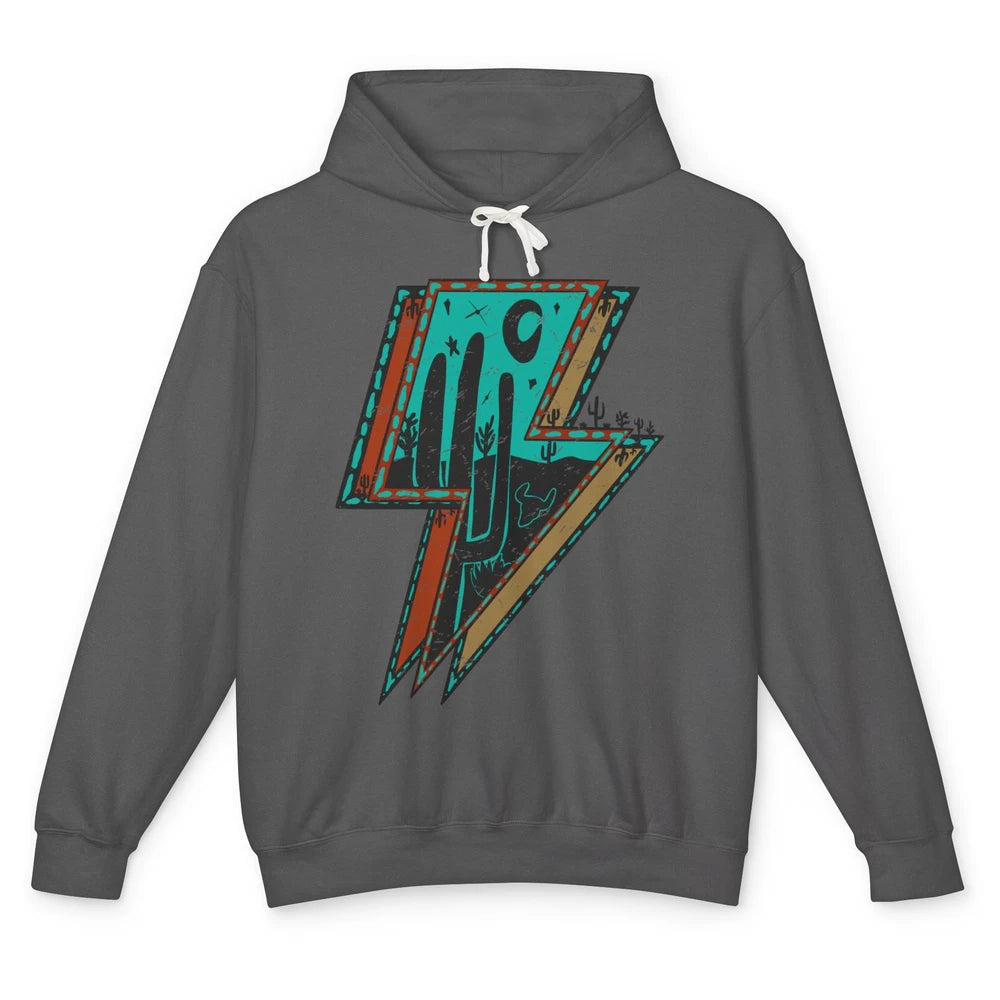 Desert Night Turquoise Lightning Bolt Western Country Girl Unisex Lightweight Hoodie