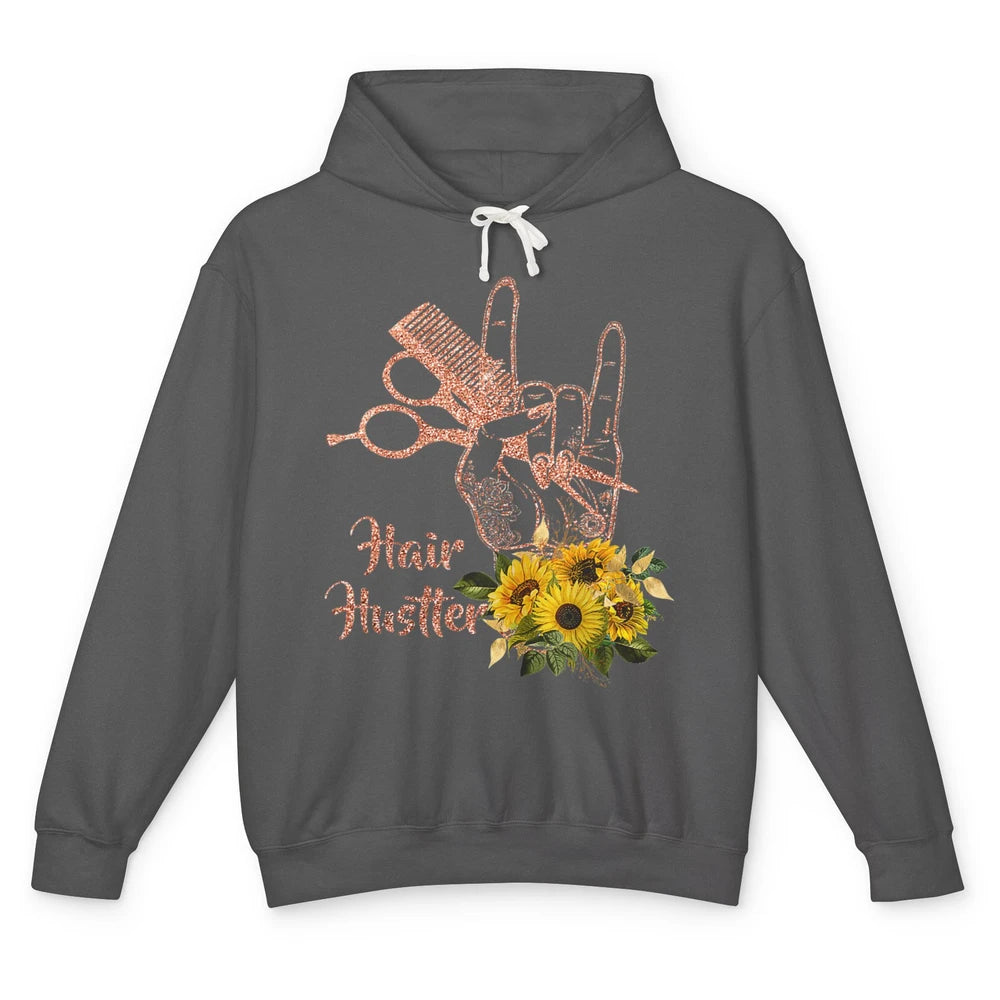 Hair Hustler Sunflower Barber Style Hairstylist Hairdresser Unisex Lightweight Hoodie