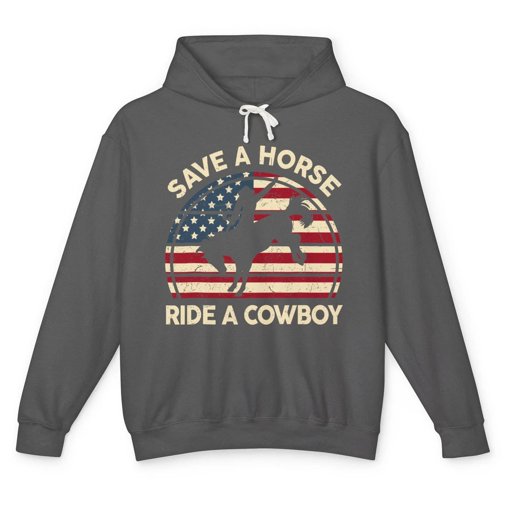 Funny Save A Horse Ride A Cowboy Western Country Rodeo Howdy Horseback Horse Riding Unisex Lightweight Hoodie