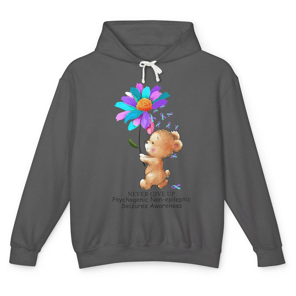 PNES Awareness Purple Teal Ribbon Sunflower Baby Elephant Unisex Lightweight Hoodie