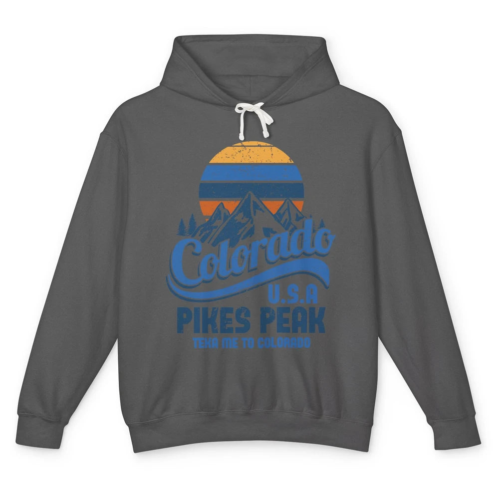 Retro Colorado Mountain Pikes Peak Sunset Outdoor Hiking Unisex Lightweight Hoodie