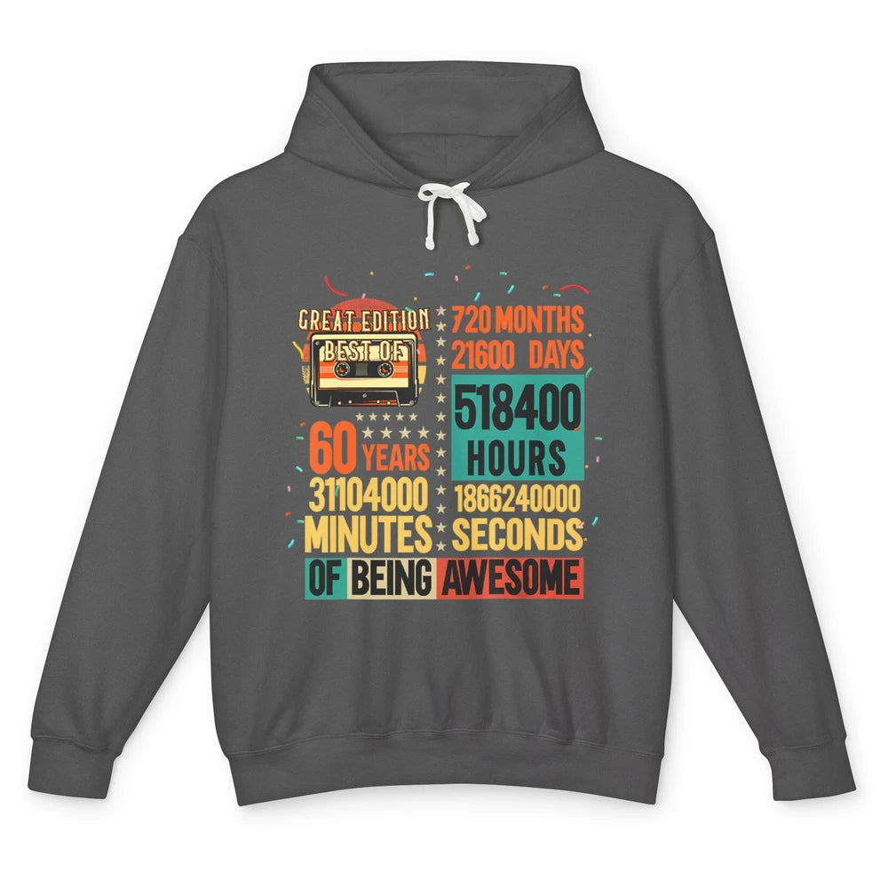 Retro 60s Lifetime Cassette Music Count Down 60th Birthday Unisex Lightweight Hoodie