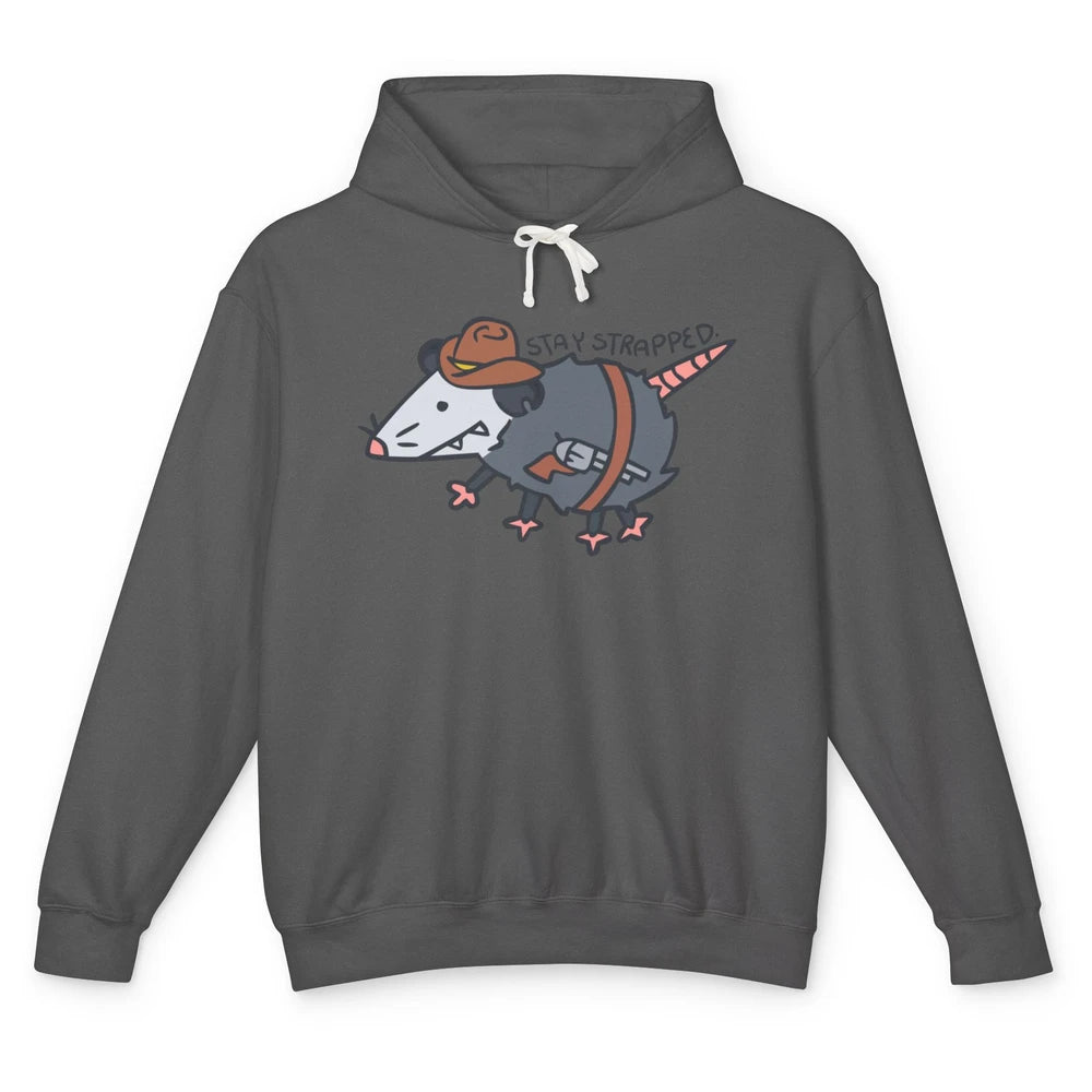 Retro Cowboy Opossum Stay Trapped Western Country Opossum Unisex Lightweight Hoodie