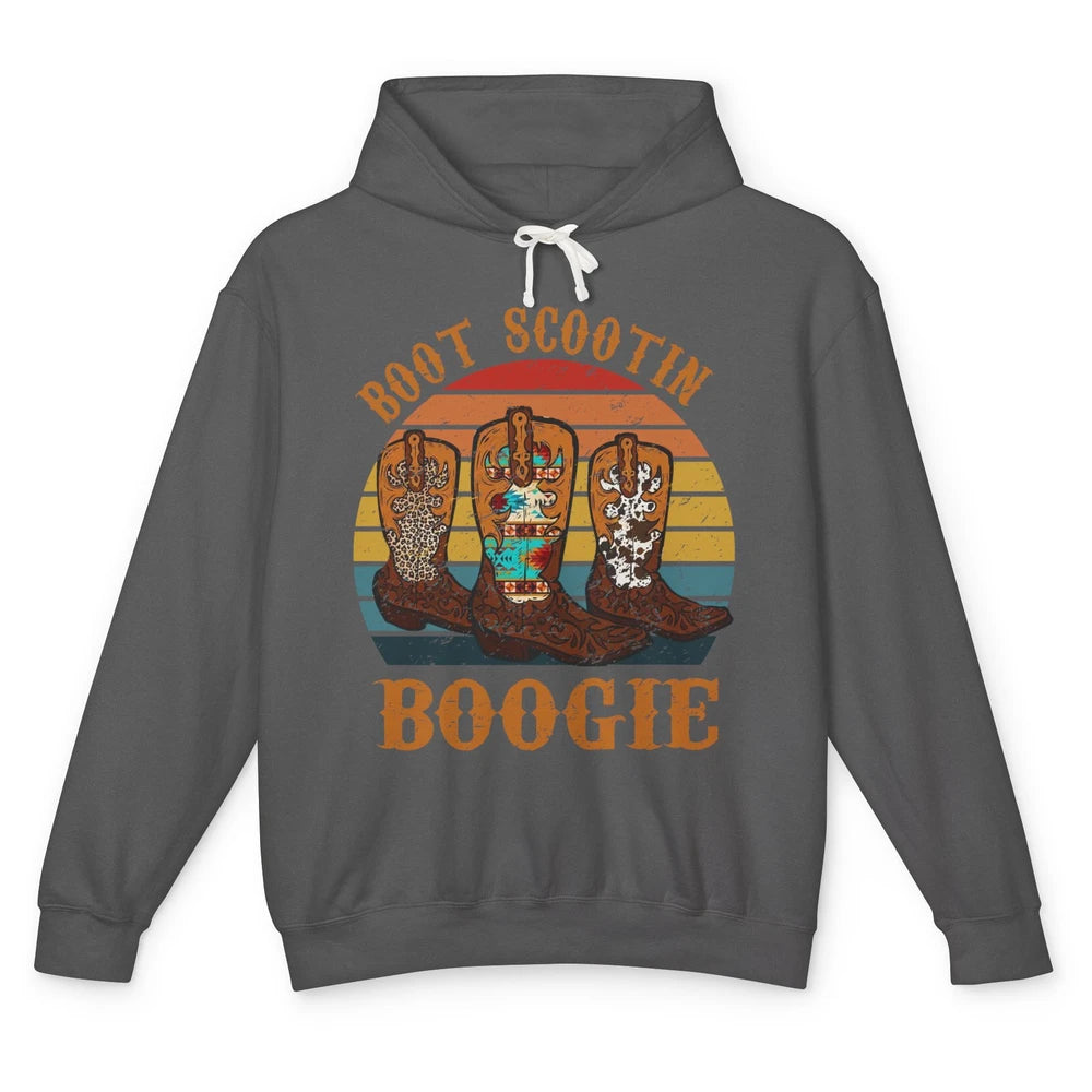 Vintage Cowboy Boots Scooting Boogie Western Country Cowgirl Unisex Lightweight Hoodie