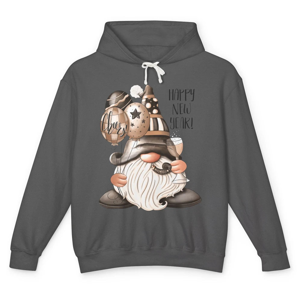 Happy New Year Gnome Champagne New Year Eve Cheer Gnomies Unisex Lightweight Hoodie