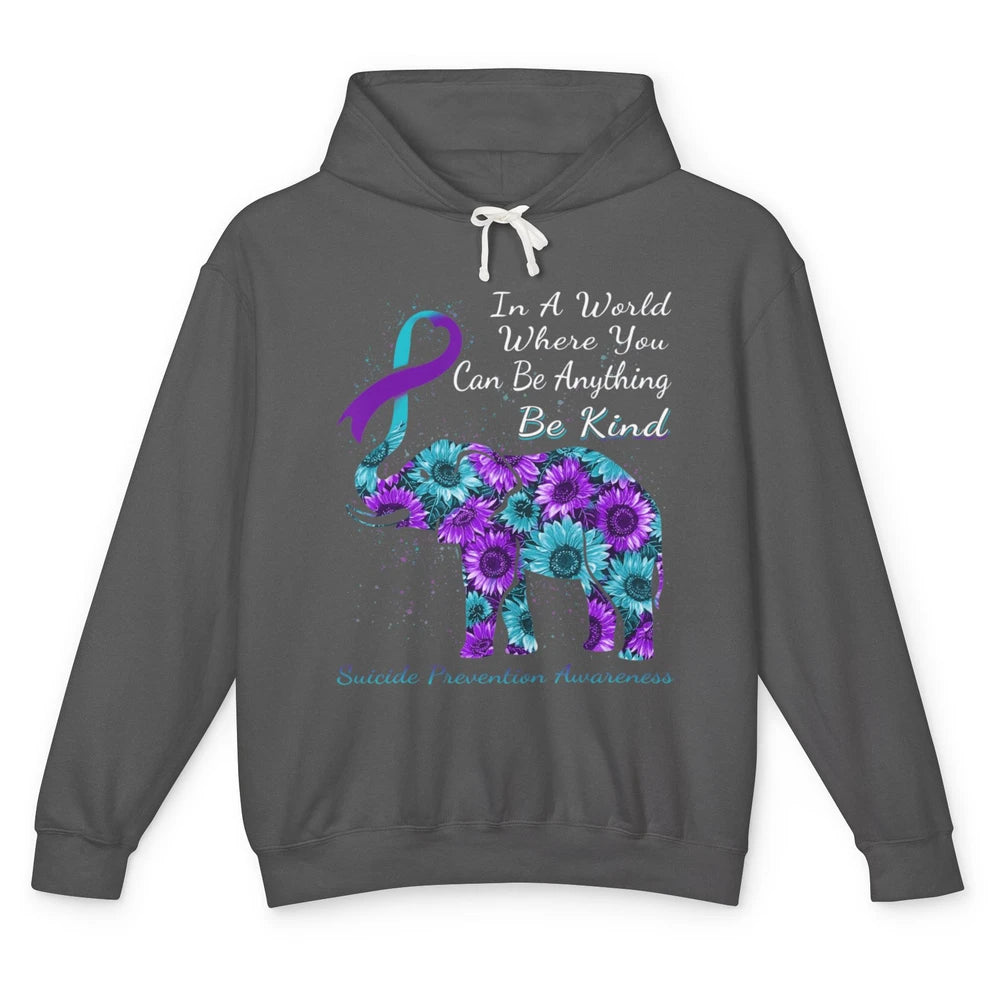 Sunflower Elephant Teal Purple Suicide Prevention Awareness Unisex Lightweight Hoodie