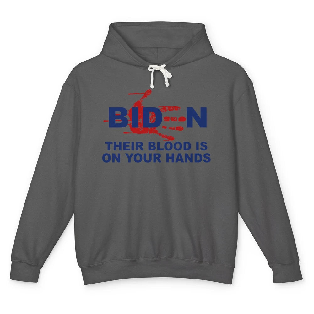 Funny Joe Biden Red Hand Anti Biden Liberal Republican Gift Unisex Lightweight Hoodie