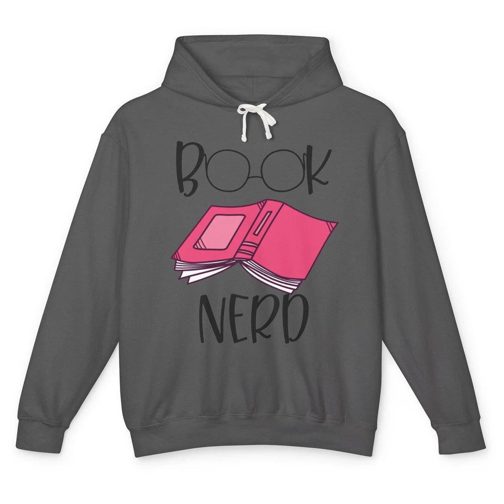 Funny Book Lovers Book Nerd Reading Glasses Librarian Girl Unisex Lightweight Hoodie