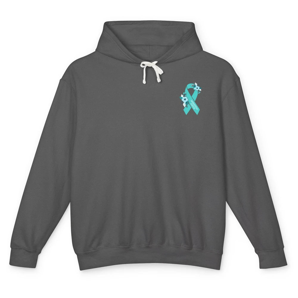 Interstitial Cystitis Awareness Floral Teal Ribbon Rainbow Unisex Lightweight Hoodie