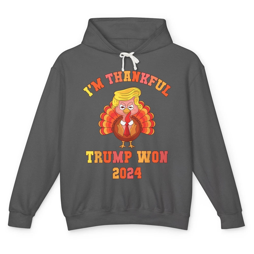 Funny Donald Trump Make Thanksgiving Great Again Thankful Trump Won Republican Unisex Lightweight Hoodie