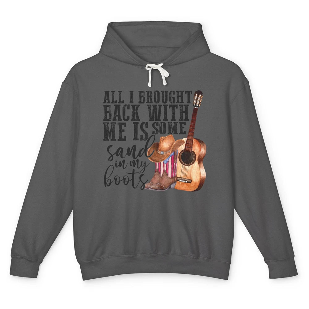 Retro Sand In My Boots Western Cowgirl Cowboy Boots Guitar Unisex Lightweight Hoodie