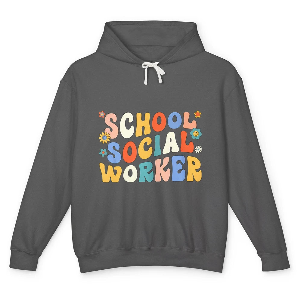 Groovy School Social Worker Retro 70s Teacher First Day Boho Unisex Lightweight Hoodie