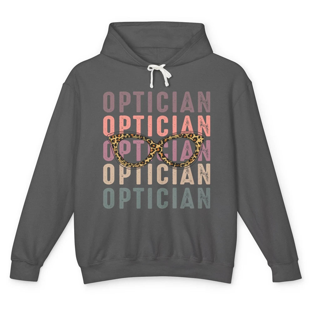 Retro Optometrist Leopard Eyeglasses Optician Ophthalmology Unisex Lightweight Hoodie