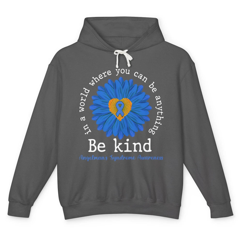 Angelman's Syndrome Awareness Blue Ribbon Sunflower Be Kind Unisex Lightweight Hoodie