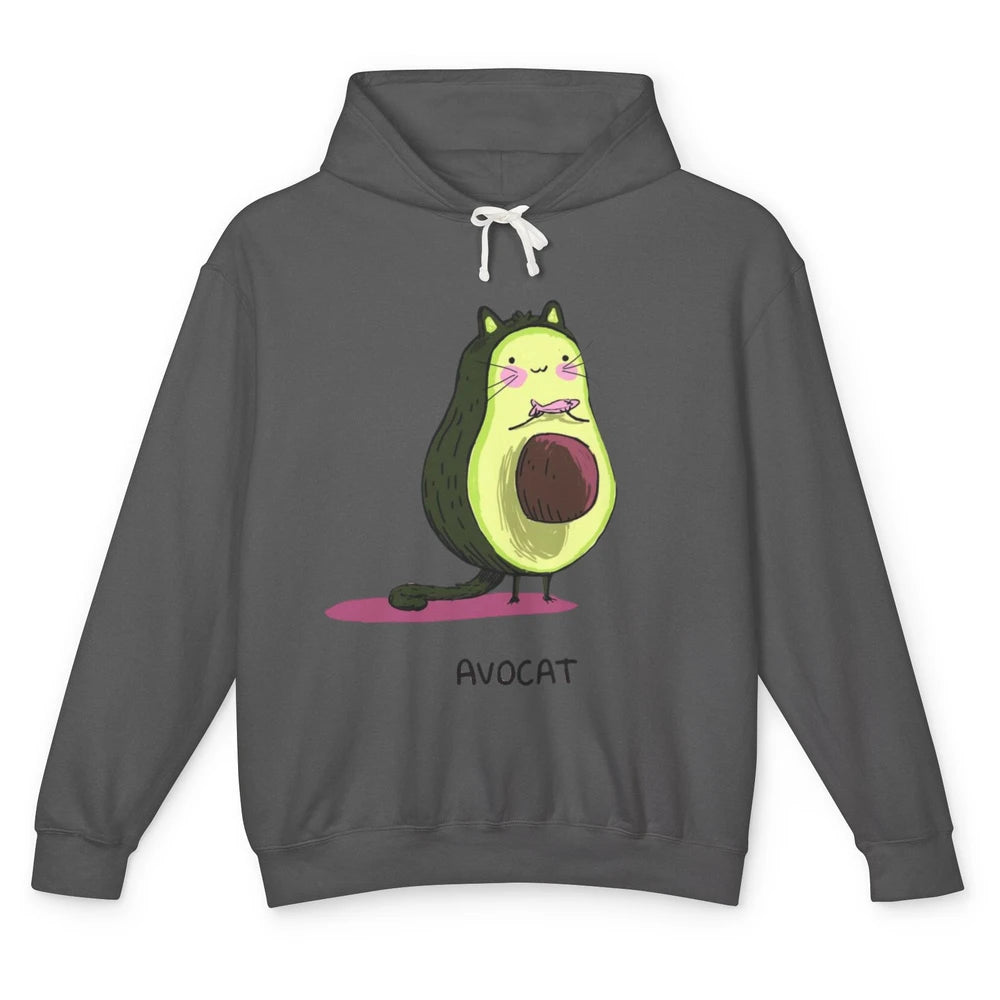 Cute Avocat Avocado Pink Cat Kitten Pun Healthy Vegan Veggie Unisex Lightweight Hoodie