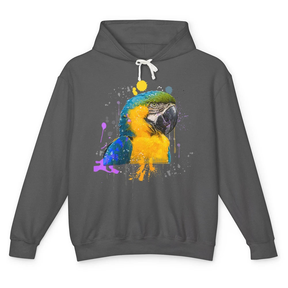 Funny Watercolor Blue And Gold Macaw Parrot Bird Face Flight Unisex Lightweight Hoodie