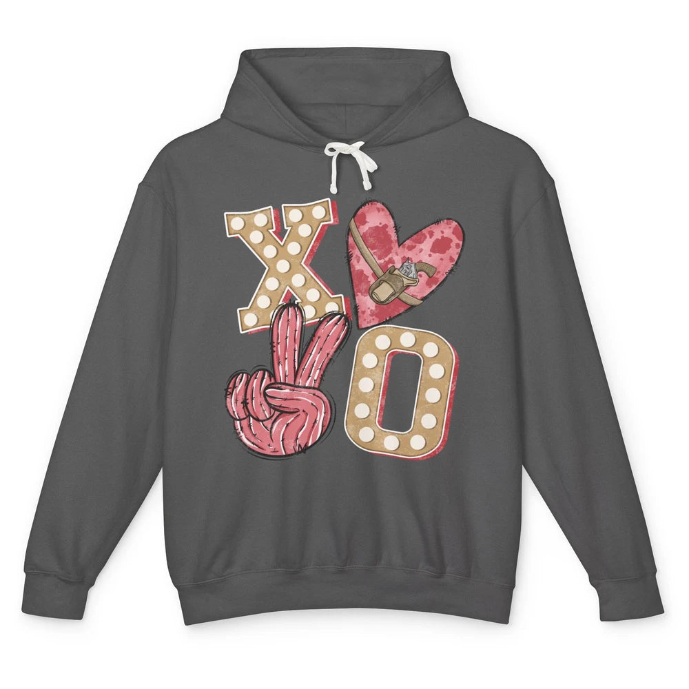 XOXO Hugs And Kisses Leopard Heart Cowboy Love Rodeo Western Country Unisex Lightweight Hoodie