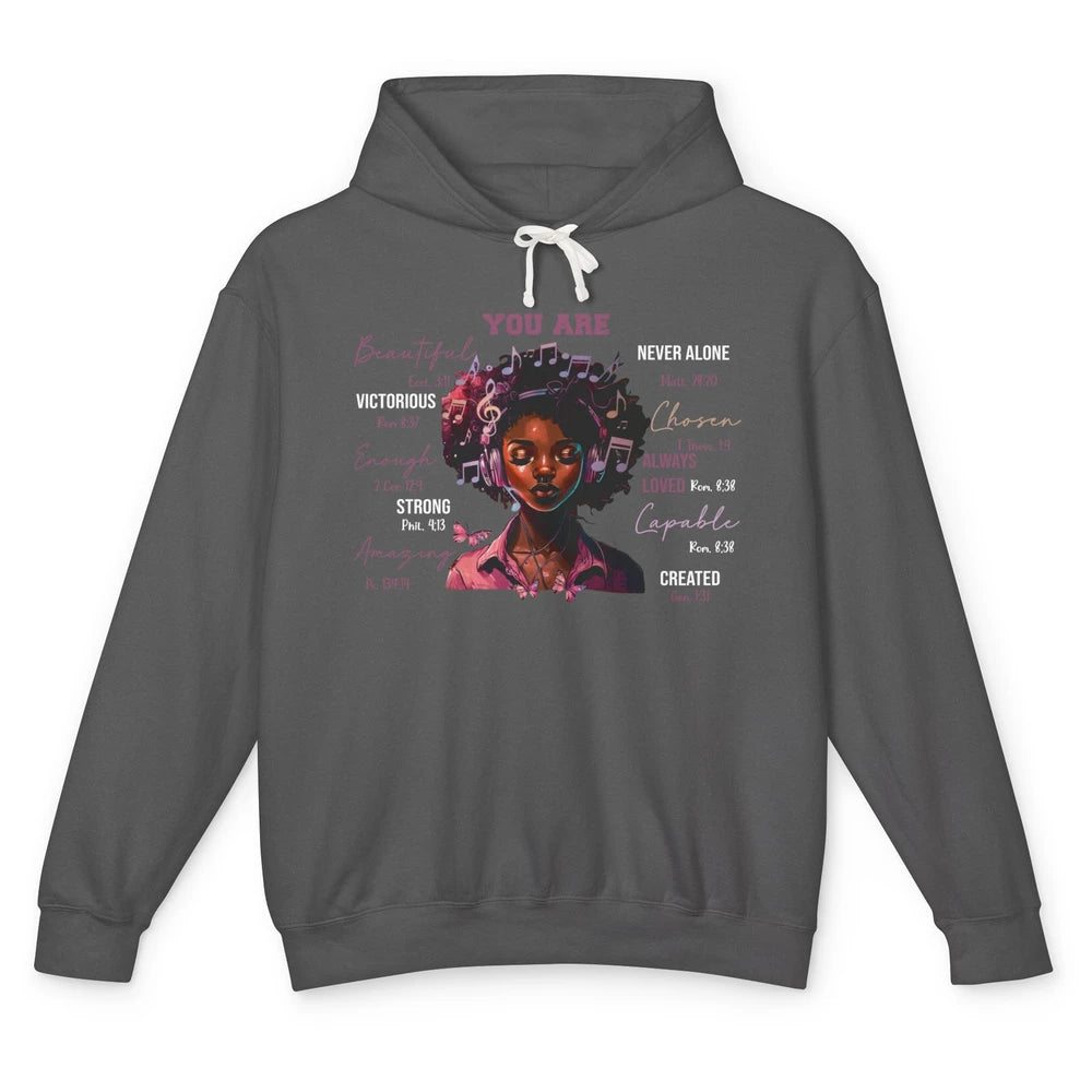 Black Girl Christian God Says I Am Bible Verse Religious Unisex Lightweight Hoodie