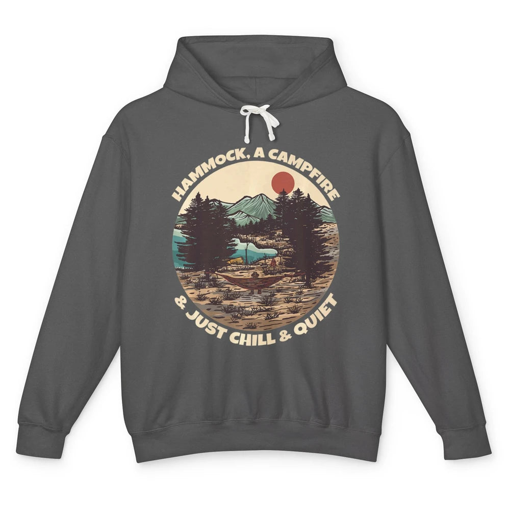 Hammock Campfire Just Chill And Quiet Camping Mountain Retro Unisex Lightweight Hoodie