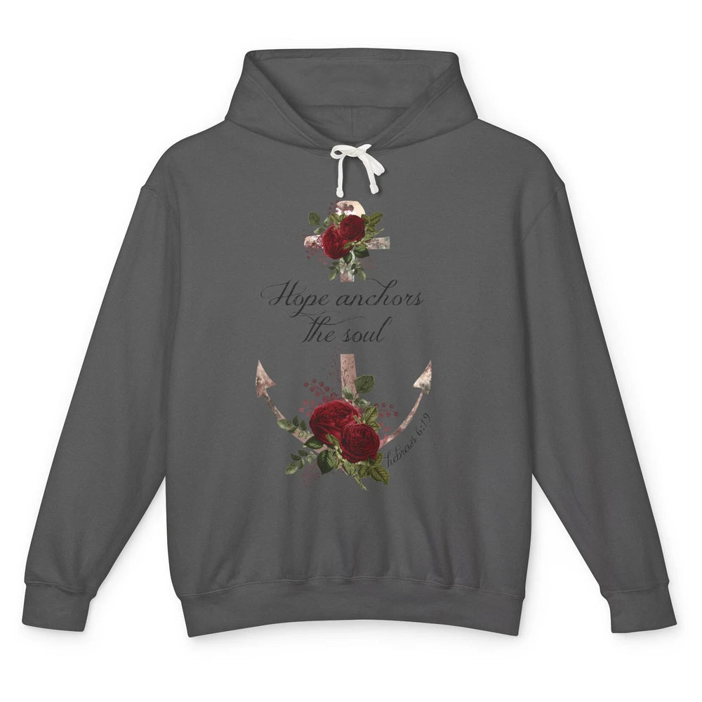 Floral Christian Hope Anchor The Soul Bible Verse Motivation Unisex Lightweight Hoodie