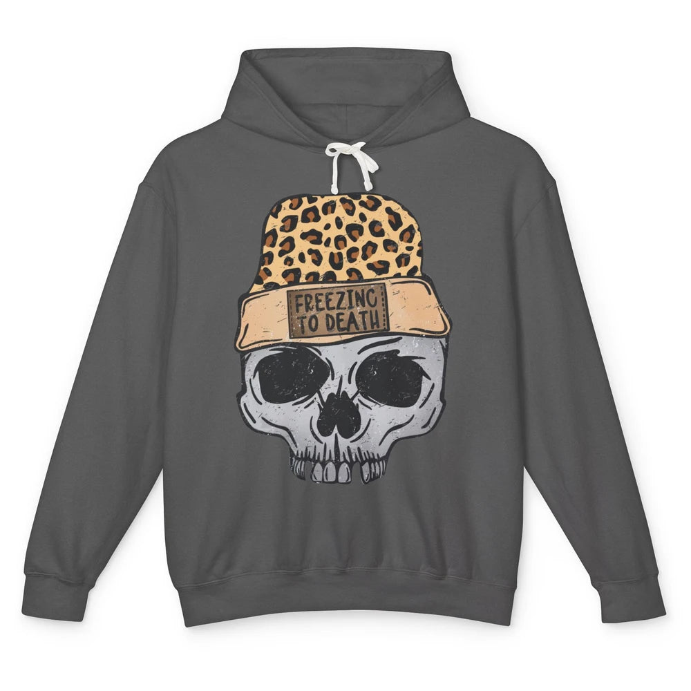 Funny Leopard Skull Freezing To Death Funny Christmas Winter Unisex Lightweight Hoodie