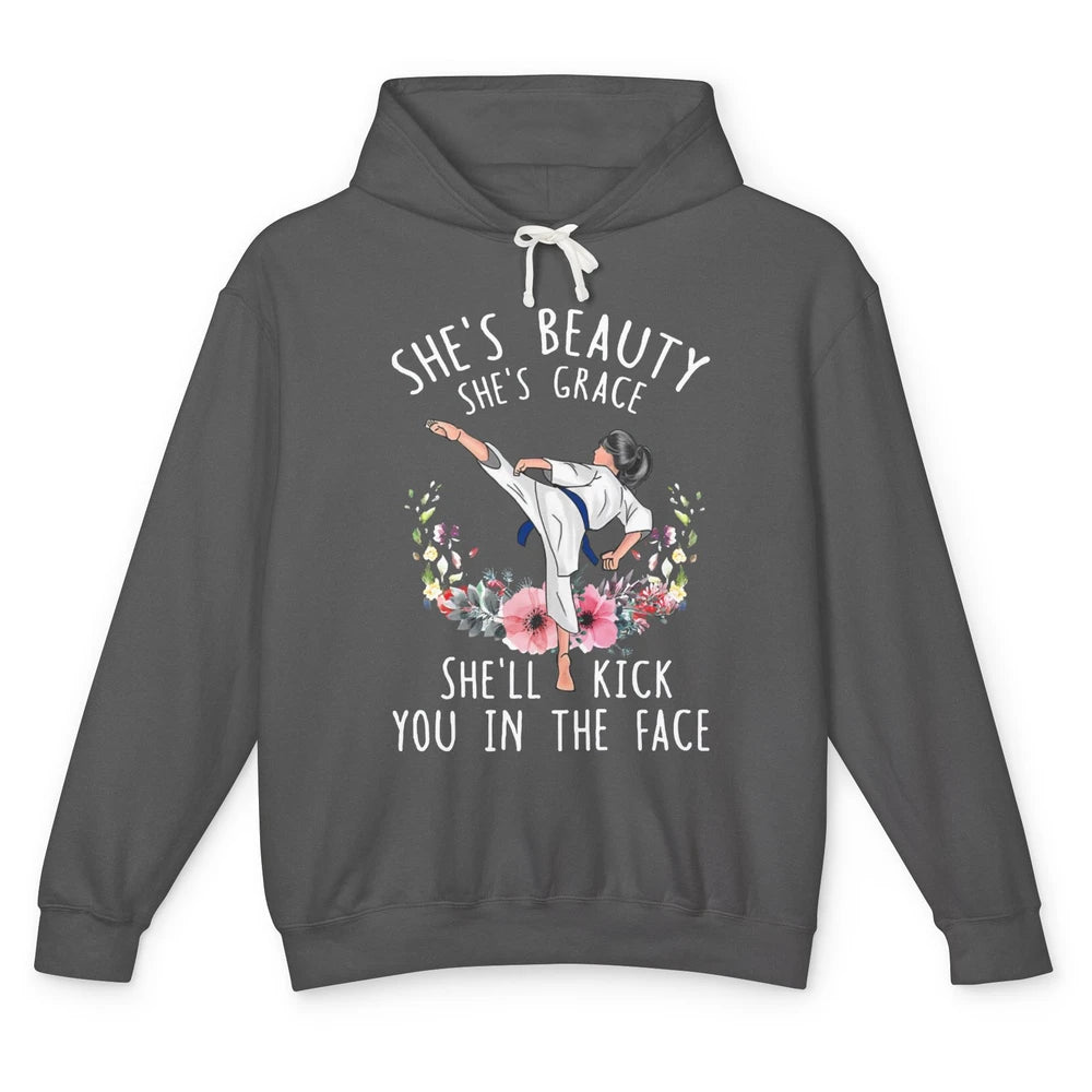 Taekwondo Girl She'll Kick You In The Face Martial Art Gift Unisex Lightweight Hoodie