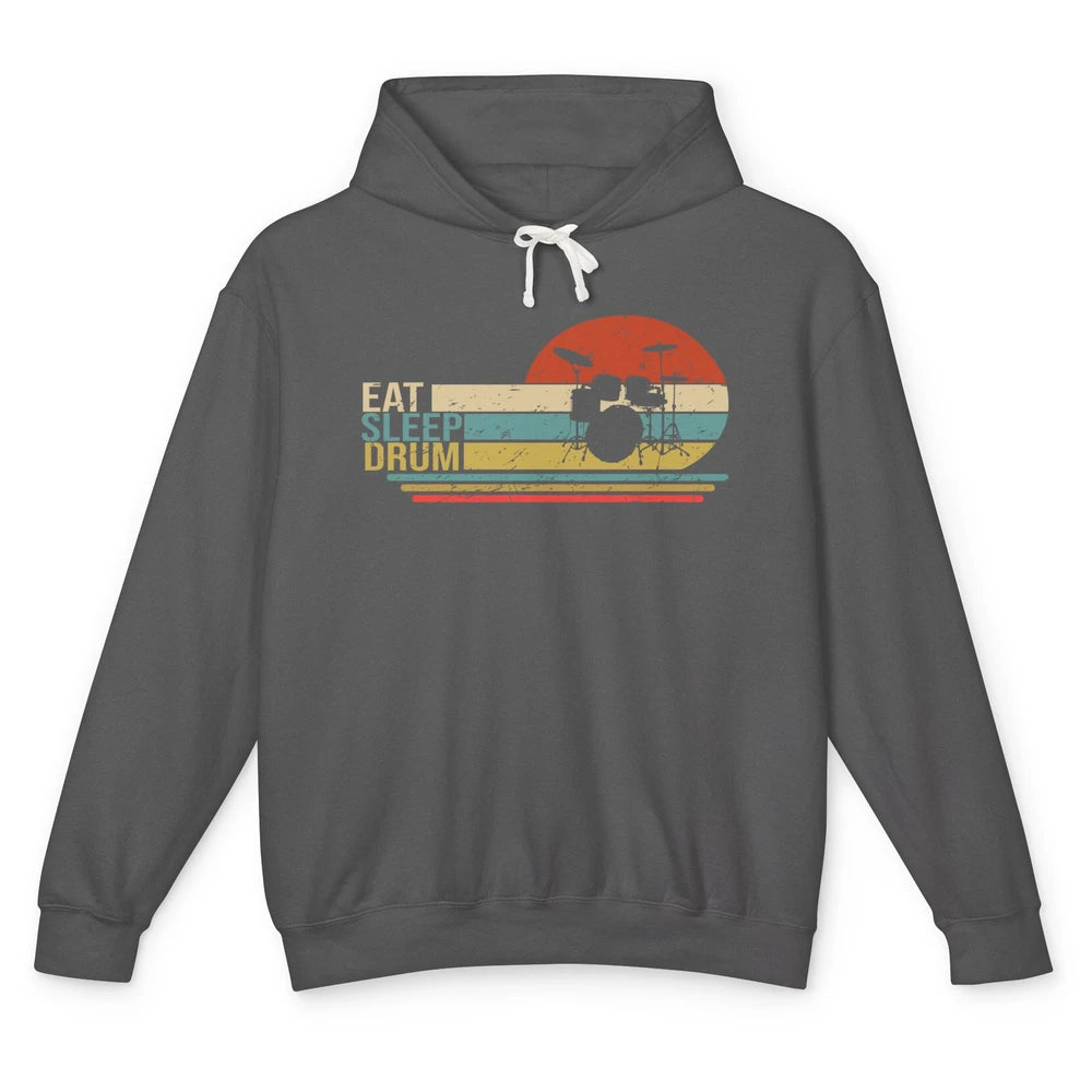 Vintage Drummer Eat Sleep Drum Musician Drumming Lovers Unisex Lightweight Hoodie