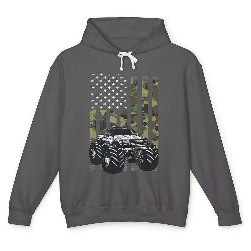 Truck Camo Flag Mud Ride Retro UTV SXS Racer Four Wheeler Unisex Lightweight Hoodie