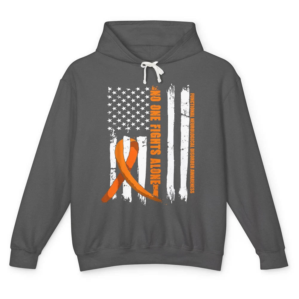 Functional Neurological Disorder FND Orange Ribbon US Flag Unisex Lightweight Hoodie