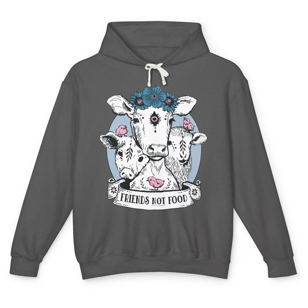 Friends Not Food Vegetarian Vegan Goat Animal Liberation Unisex Lightweight Hoodie