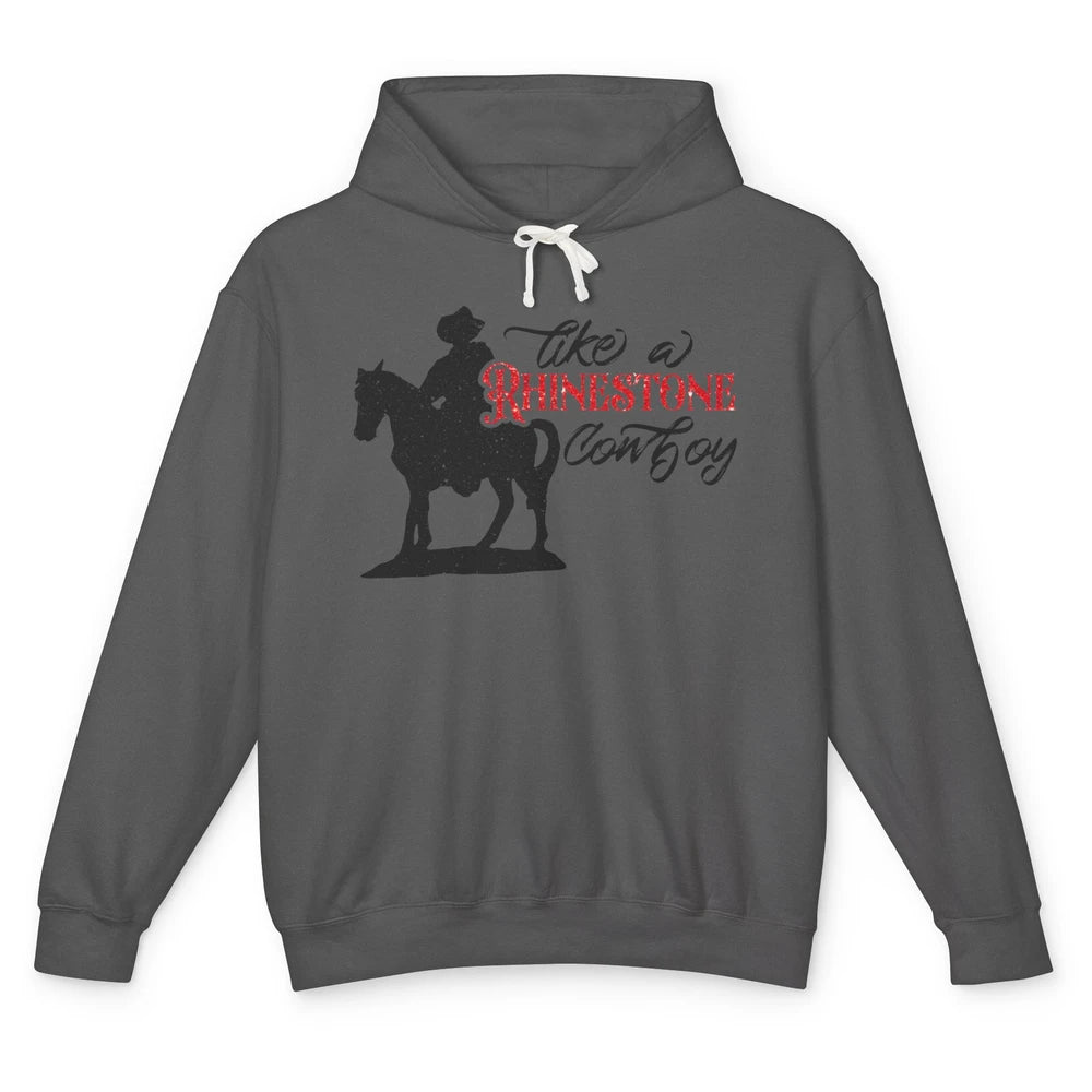 Cowboy Riding Horse Rhinestone Cowboy Western Country Gift Unisex Lightweight Hoodie