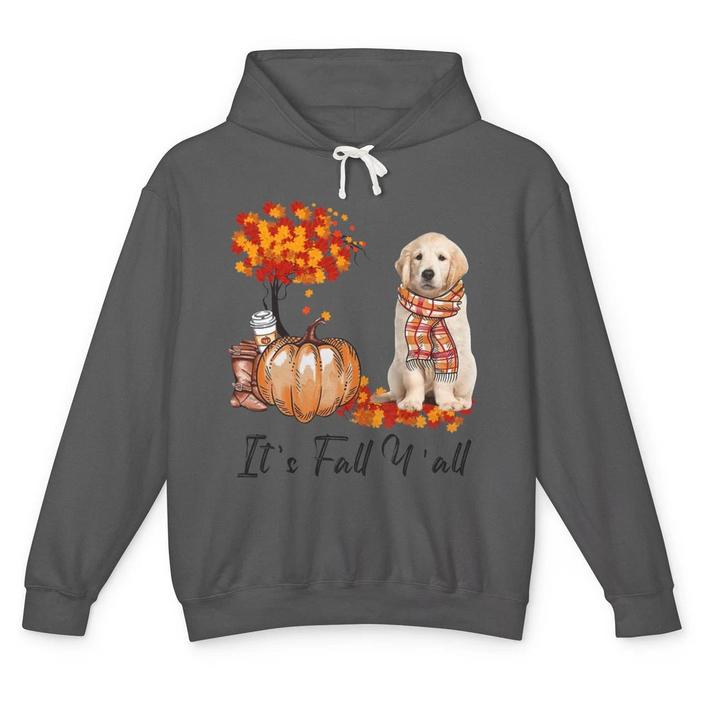 Golden Retriever Pumpkin Happy Fall Yall Autumn Thanksgiving Unisex Lightweight Hoodie