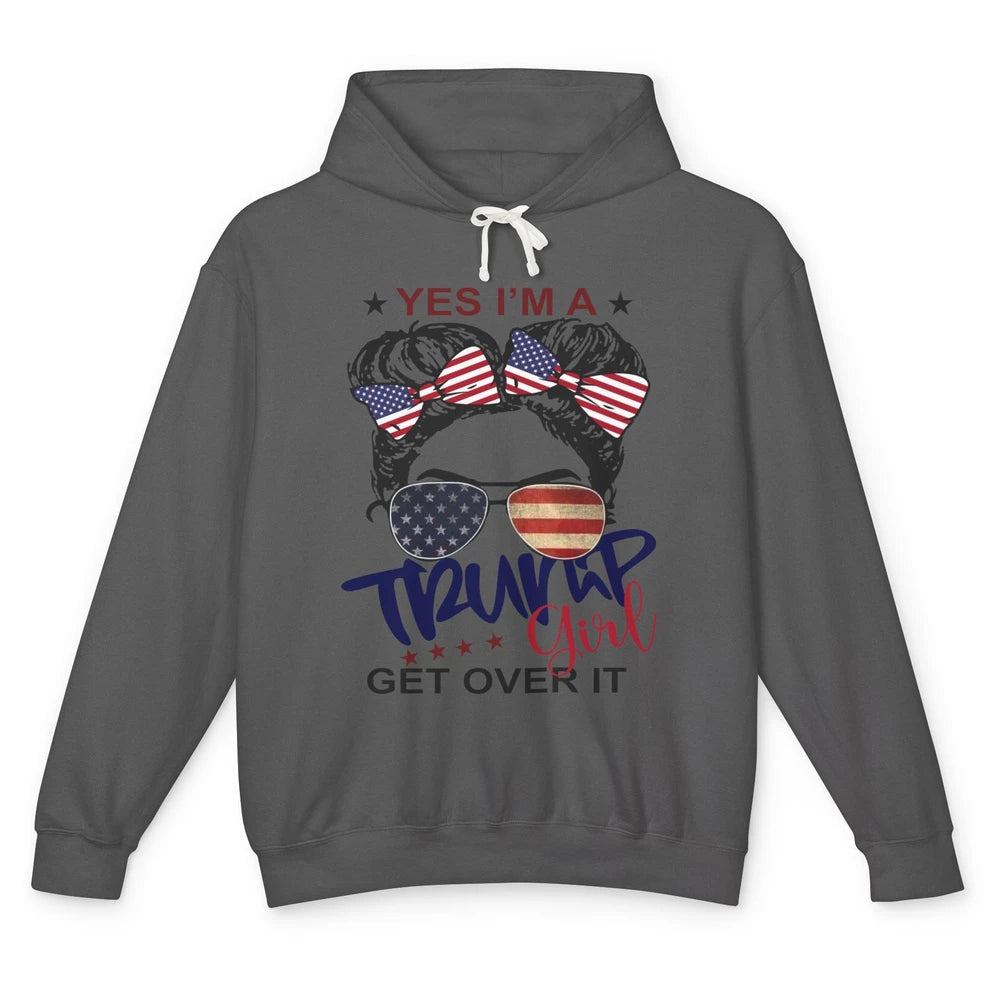 I'm Trump Girl Get Over It US Flag Girl Republican 4th July Unisex Lightweight Hoodie