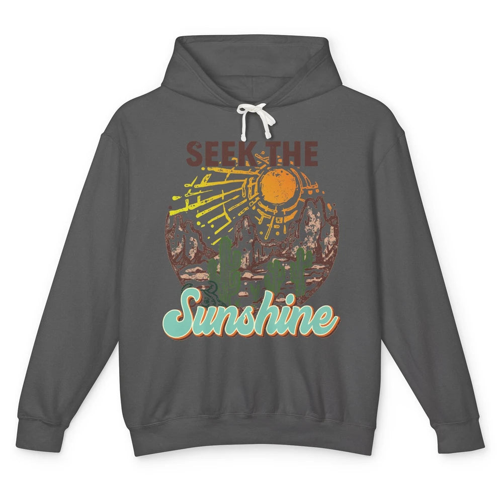 Retro Desert Cactus Seek The Sunshine Western Country Girls Unisex Lightweight Hoodie