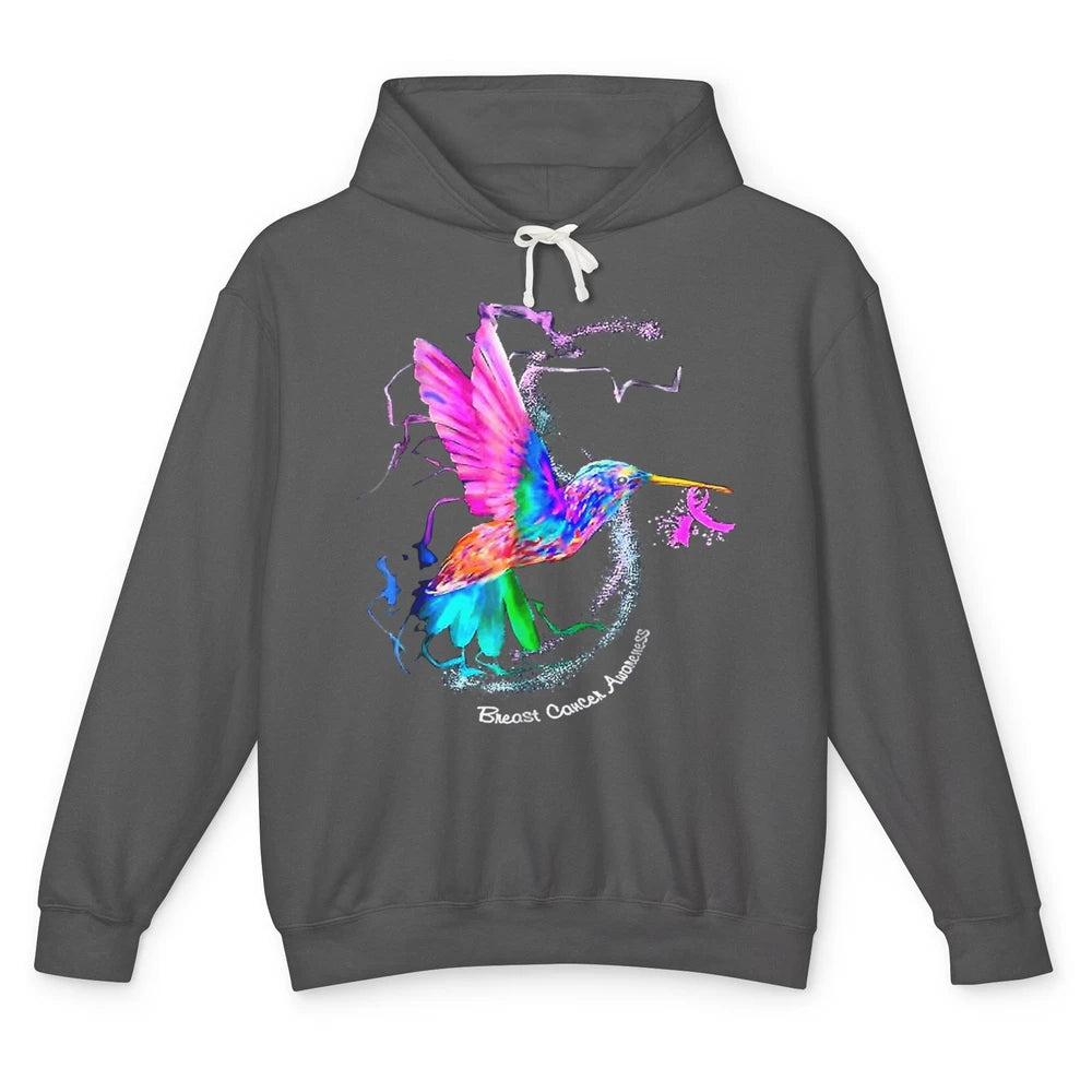 Breast Cancer Awareness Hummingbird Sunflower Pink Ribbon Unisex Lightweight Hoodie