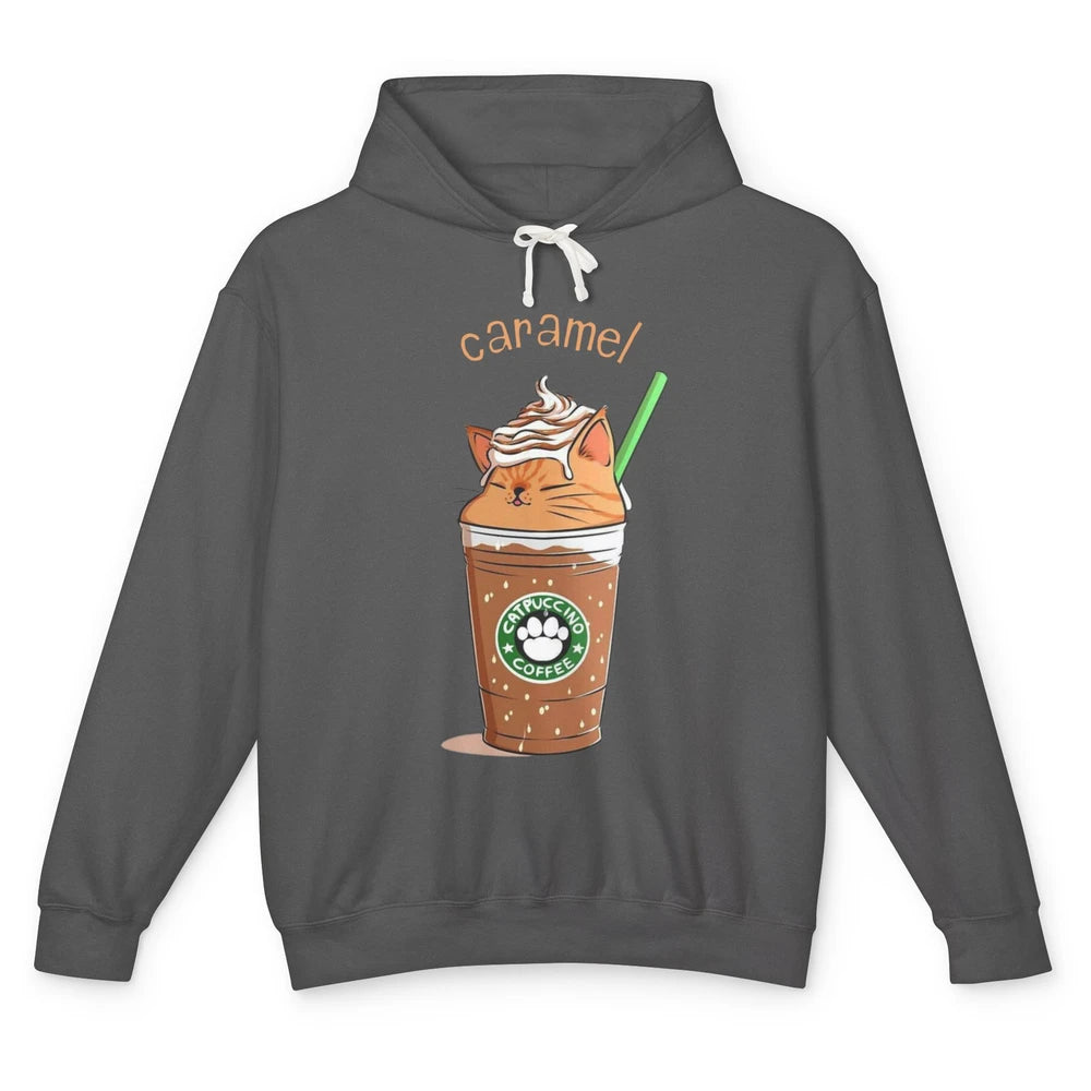 Cute Caramel Orange Cat Animals Pet Catpuccino Coffee Kitten Unisex Lightweight Hoodie