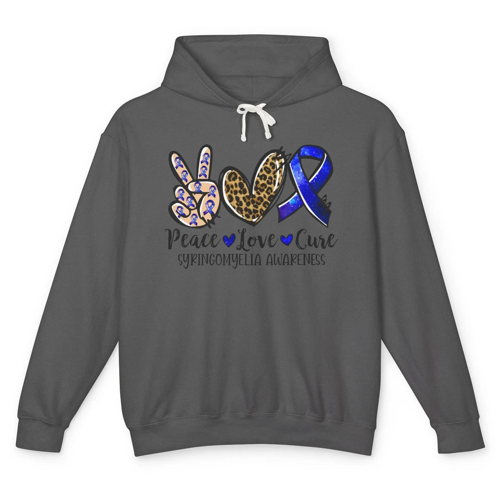 Syringomyelia Awareness Blue Ribbon Peace Love Cure Unisex Lightweight Hoodie