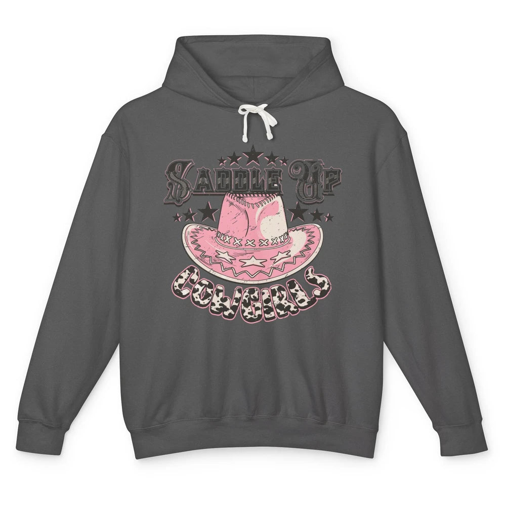 Cowgirl Hat Cow Print Saddle Up Cowgirl Western Country Gift Unisex Lightweight Hoodie